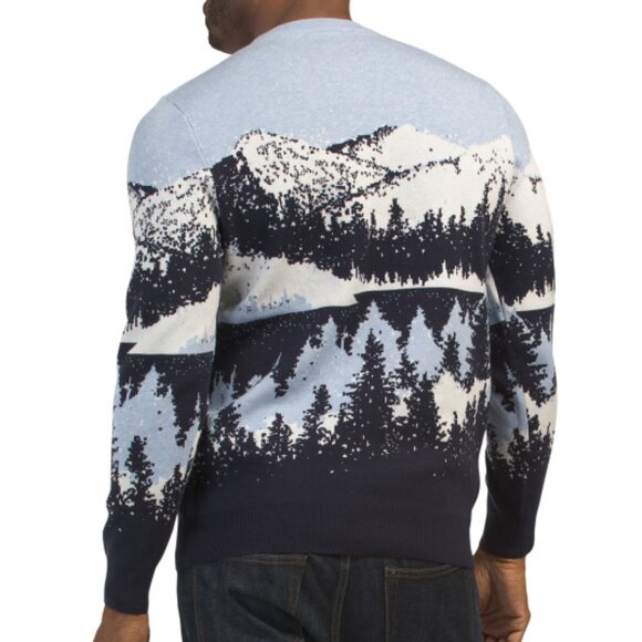 NEW ASPEN Landscape Design Crew Neck Sweater blue combo for men 267tn - Picture 2 of 3